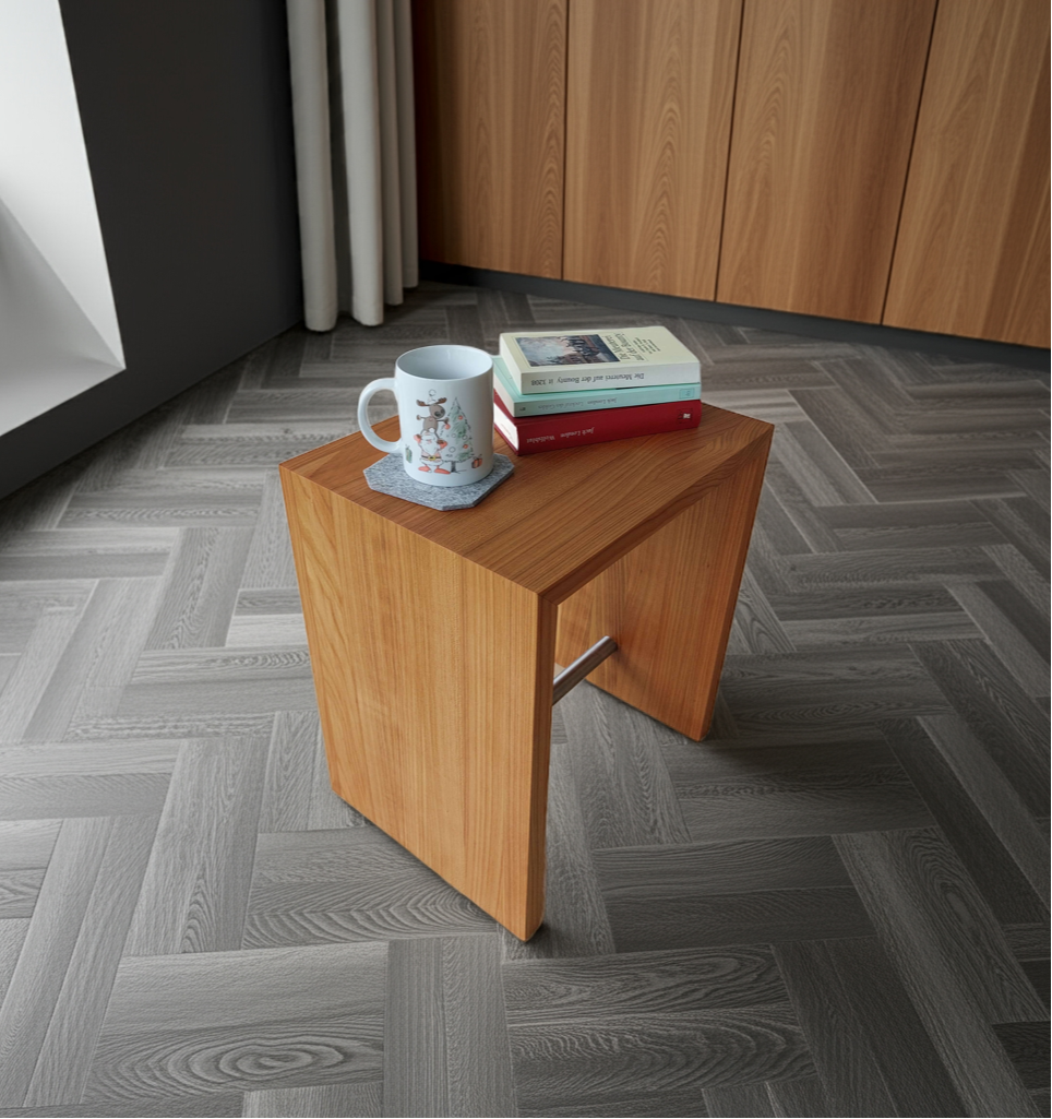 Design Hocker Kirsche - moderner Beistelltisch Nachttisch Couchtisch - Einrichtung in Massivholz Kirsche