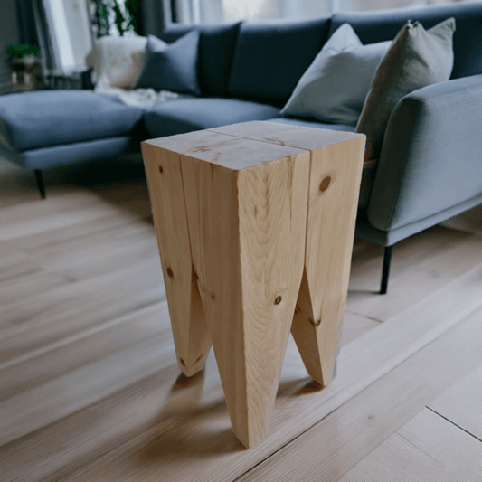 Zahnhocker Zirbenholz Hocker Beistelltisch modern Nachtkästchen Massivholz Arve Nachttisch Couchtisch - Handgefertigter Hocker inspiriert vom Backenzahn-Design