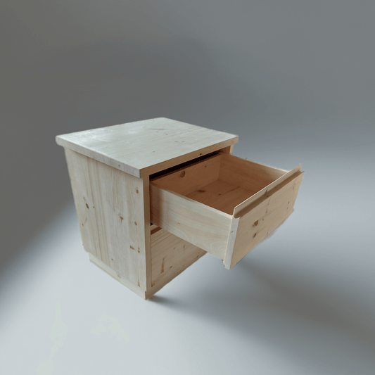 Nachttisch Zirbenholz Schlafzimmer modern Möbel Zirbelkiefer Nachtkästchen Beistelltisch Zirbe massiv Holz rustikal Schlafzimmermöbel Bett Massivholzbett Zirbenbett