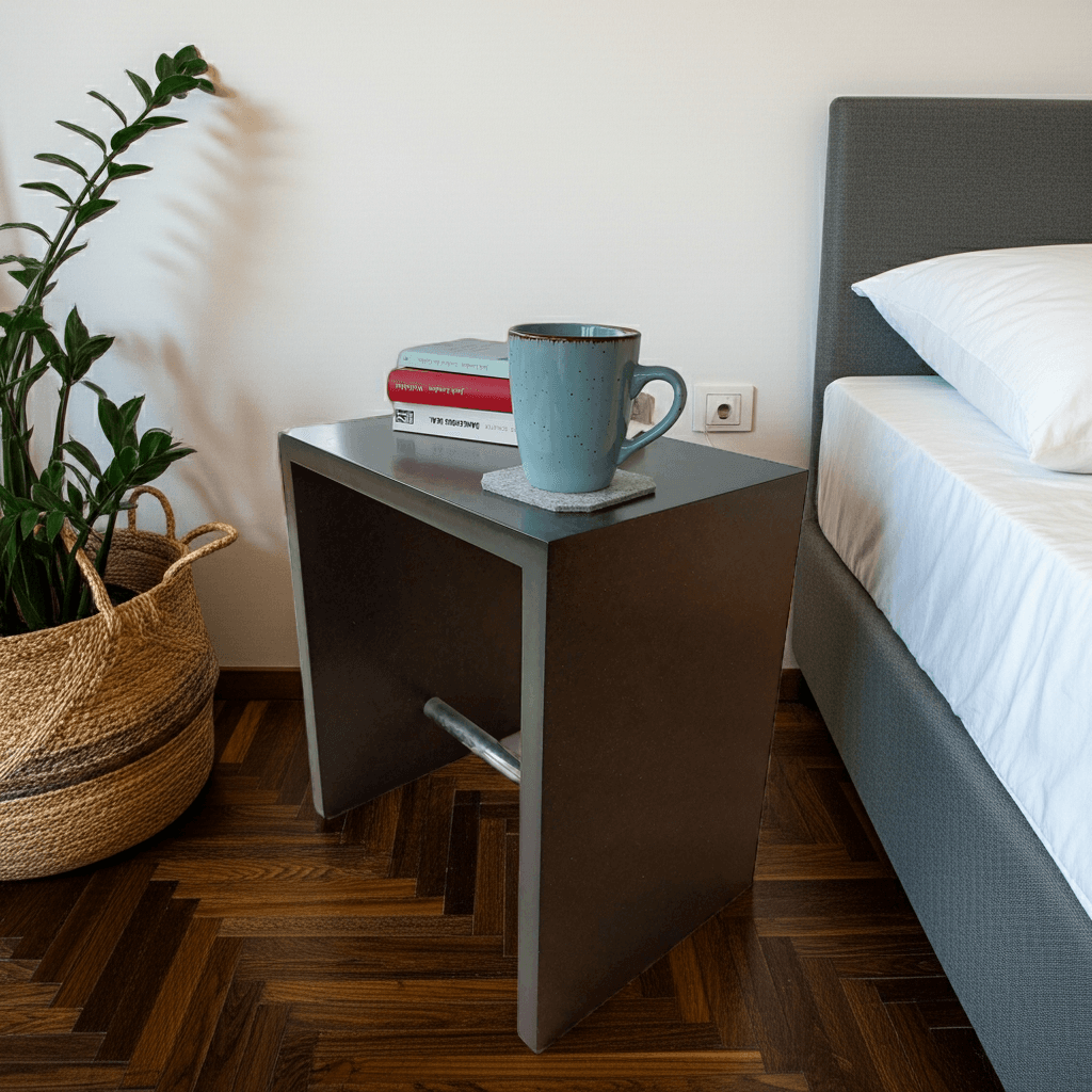 Hocker schwarz Beistelltisch Nachttisch modern Sitzhocker ähnlich Ulmer Hocker Bauhaus Stil - Couchtisch für Wohnzimmer, Schlafzimmer, Büro und Praxis