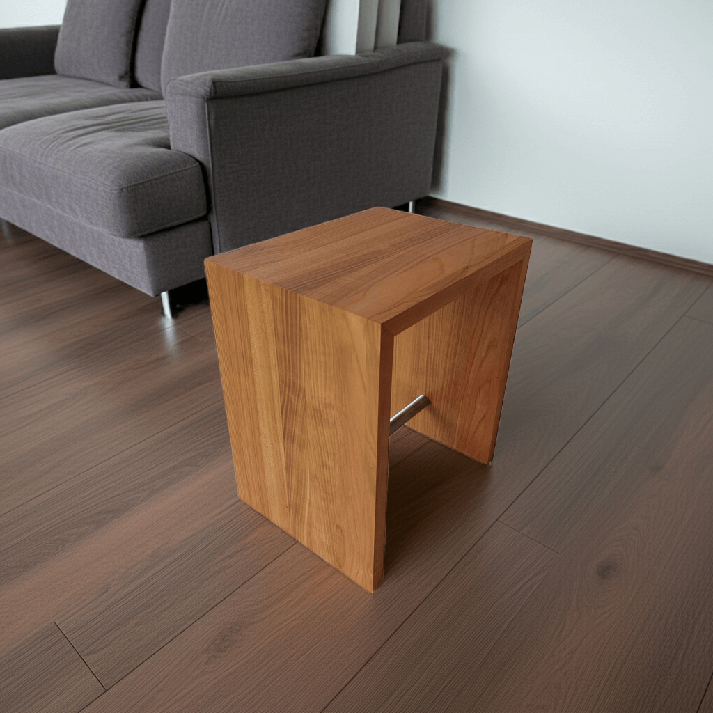 Holz Hocker Kirsche - moderner Beistelltisch Nachttisch Sitzhocker - Handgefertigte Designer Einrichtung in Massivholz für Büro, Arztpraxis und Wohnzimmer