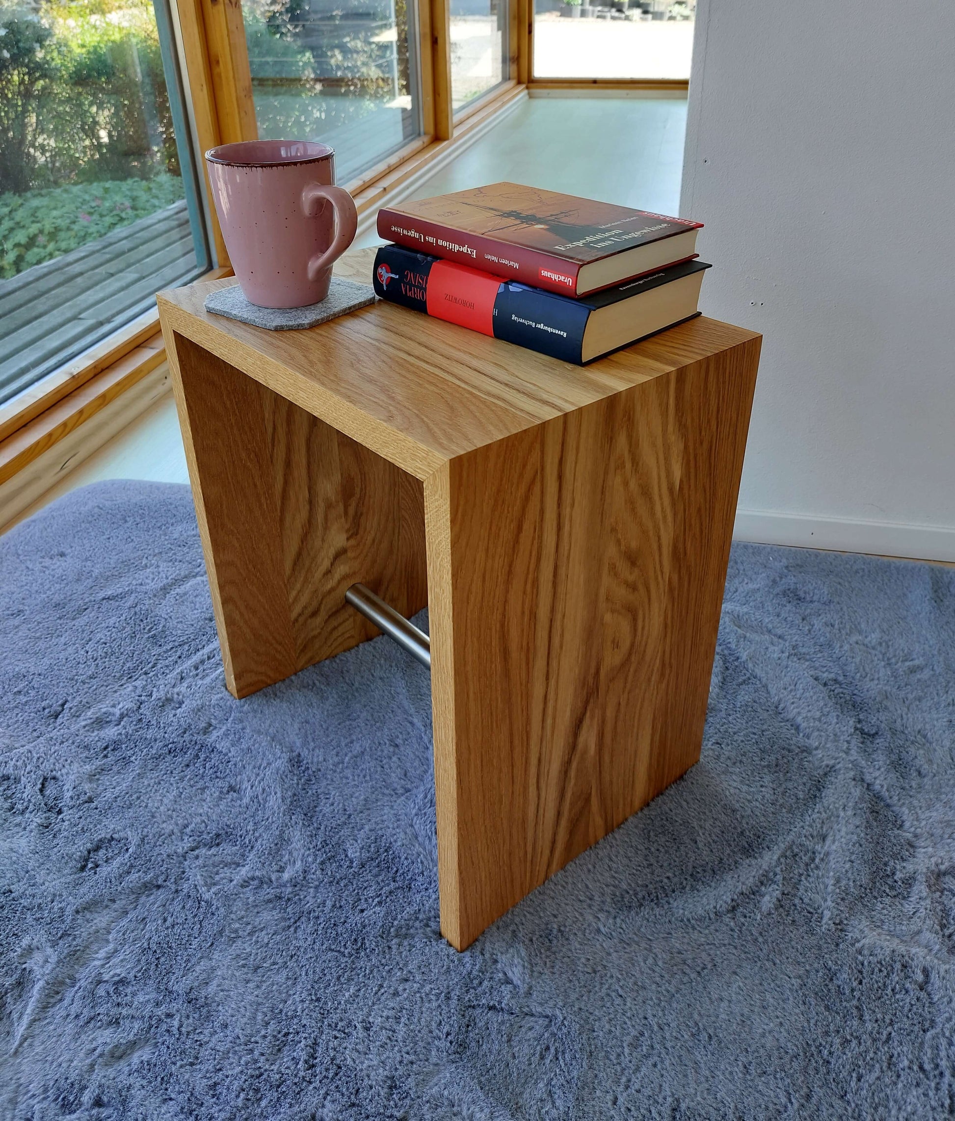 Holz Hocker Beistelltisch Eiche Massivholz Nachttisch Sitzbank Sitzhocker Stele Wohnzimmer Küche Schlafzimmer Designer Einrichtung modern Handarbeit Handwerk