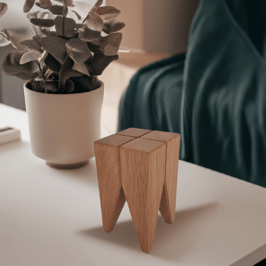 Buchstütze Zahnhocker Figur Statue Massivholz Eiche modern Wohnzimmer Deko Accessoire exklusiv Geschenk Holz Design Einrichtung Wohnzimmer Schlafzimmer Büro Home Office  Fensterbank Schreibtisch Zahn Zahnarzt 