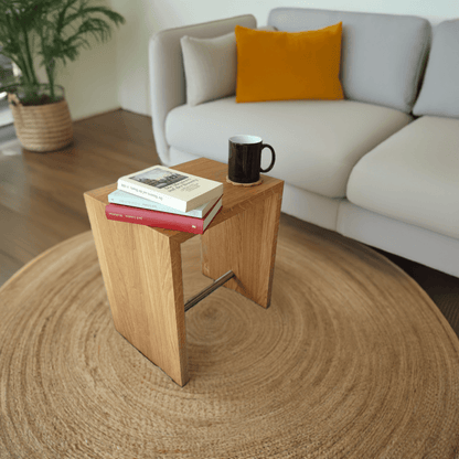 Holz Hocker Eiche Design Beistelltisch Nachttisch - Wohnzimmer Einrichtung in Massivholz