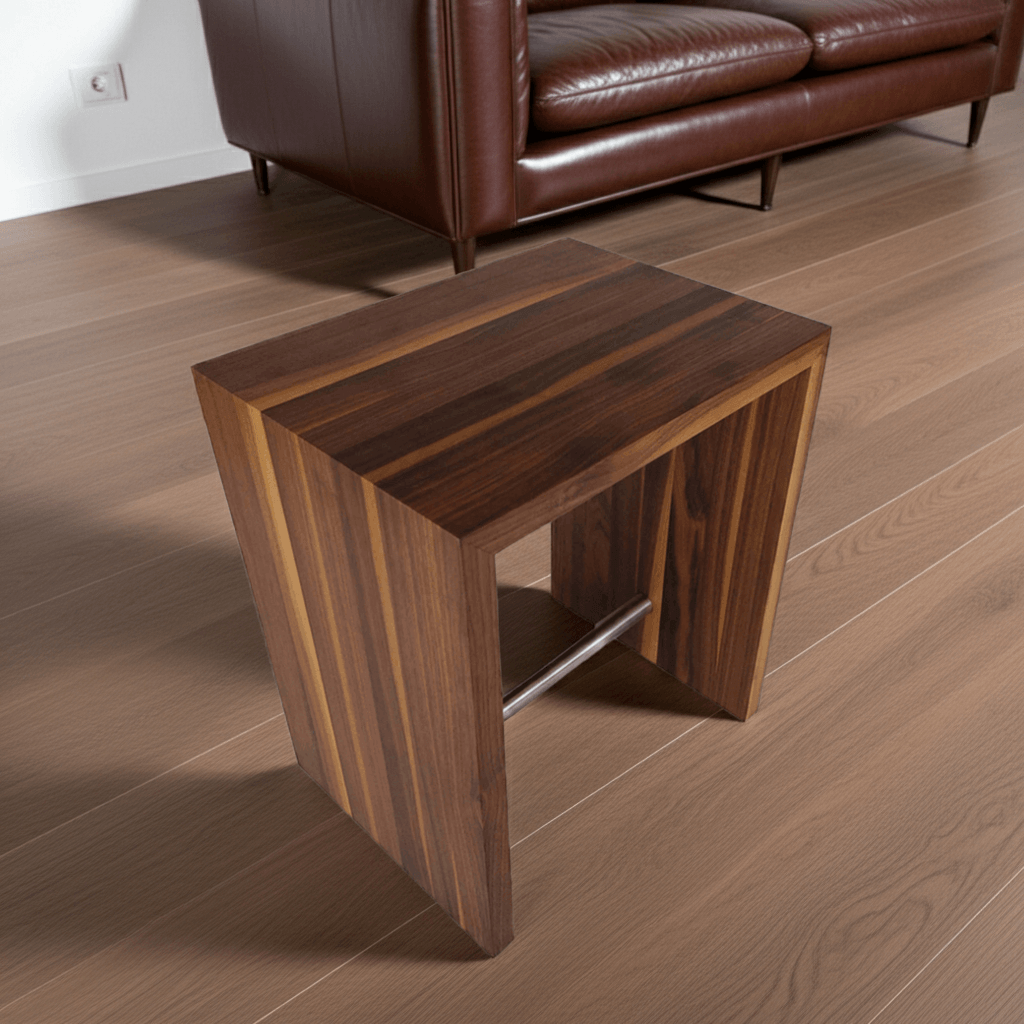 Moderner Hocker Nussbaum Design Beistelltisch Couchtisch Nachttisch Nachtkästchen - Exklusive Einrichtung in Massivholz Amerikanischer Nussbaum