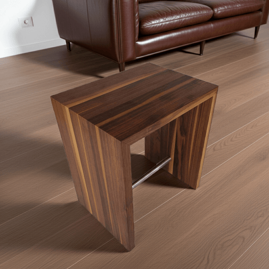 Moderner Hocker Nussbaum Design Beistelltisch Couchtisch Nachttisch Nachtkästchen - Exklusive Einrichtung in Massivholz Amerikanischer Nussbaum