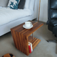 Design Hocker Nussbaum - Massivholz Beistelltisch Nachttisch und Couchtisch