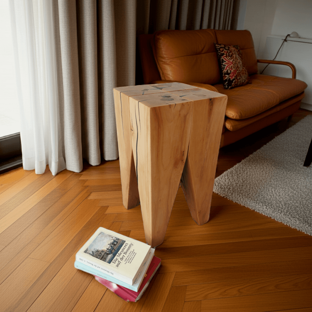 Moderner Holz Hocker - Beistelltisch Nachttisch Coffeetable in Birne 