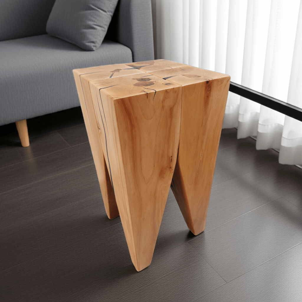 Design Hocker Holz Birne Beistelltisch Nachttisch - Massivholz Einrichtung rustikal 