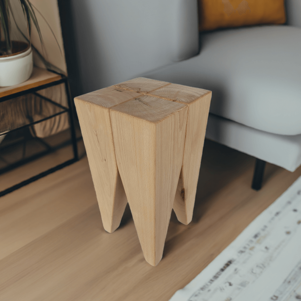Design Hocker Beistelltisch Nachttisch Massivholz Buche Skandinavisches Design rustikal Nachtkästchen Sitzhocker Sitzbank Schlafzimmer Wohnzimmer Küche Zahnarzt Praxis Wartezimmer Kanzlei