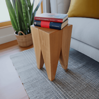 Massivholz Hocker Zahnhocker Buche - moderner Beistelltisch Sitzhocker Couchtisch rustikal Nachttisch  - handgefertigte Einrichtung für Wohnzimmer Schlafzimmer Küche Esszimmer Büro Arztpraxis