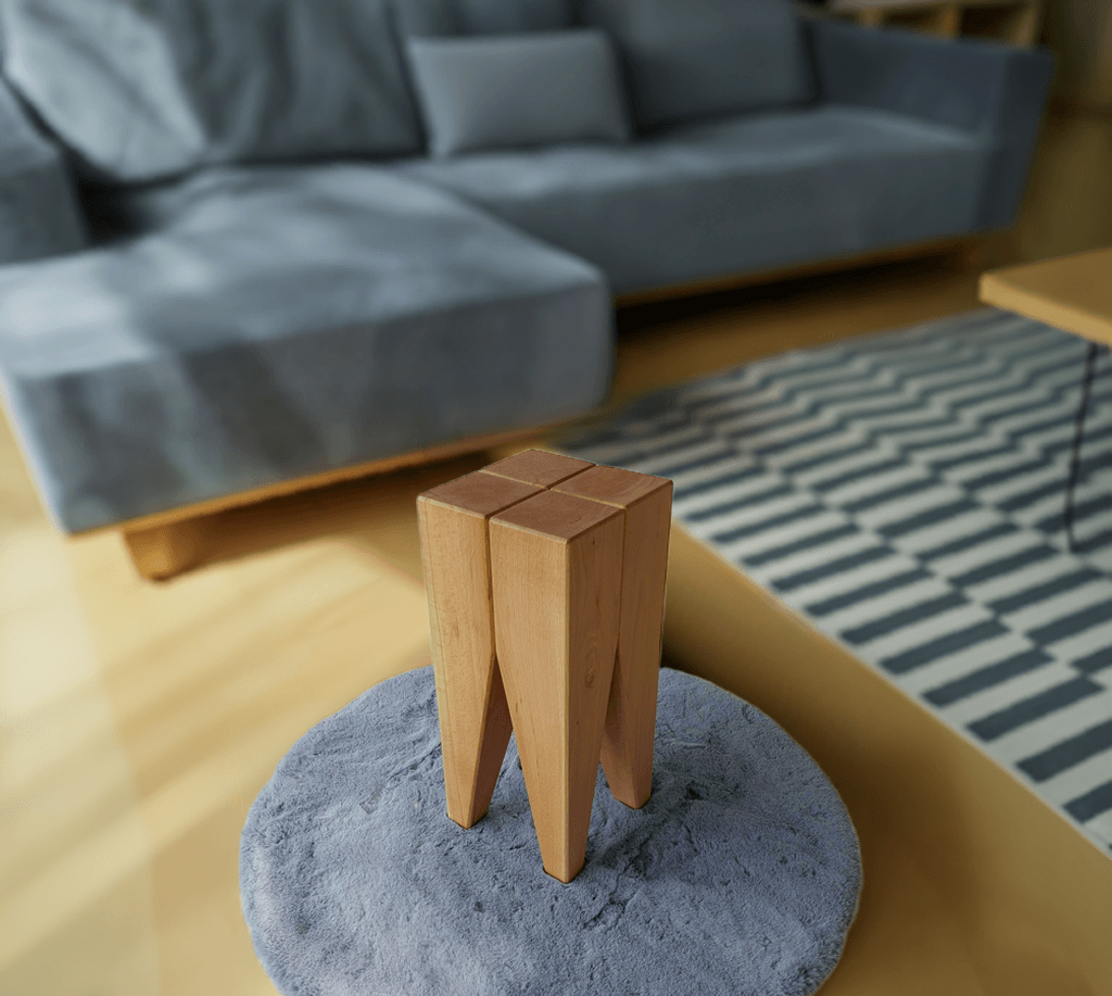 Beistelltisch Holz Buche - Design Hocker in Massivholz rustikal 