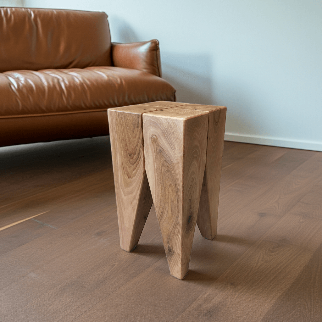 Design Hocker Nussbaum -handgefertigter Beistelltisch Nachttisch und Sitzhocker in Massivholz Walnuss Designer Einrichtung Wohnzimmermöbel Wohnzimmer