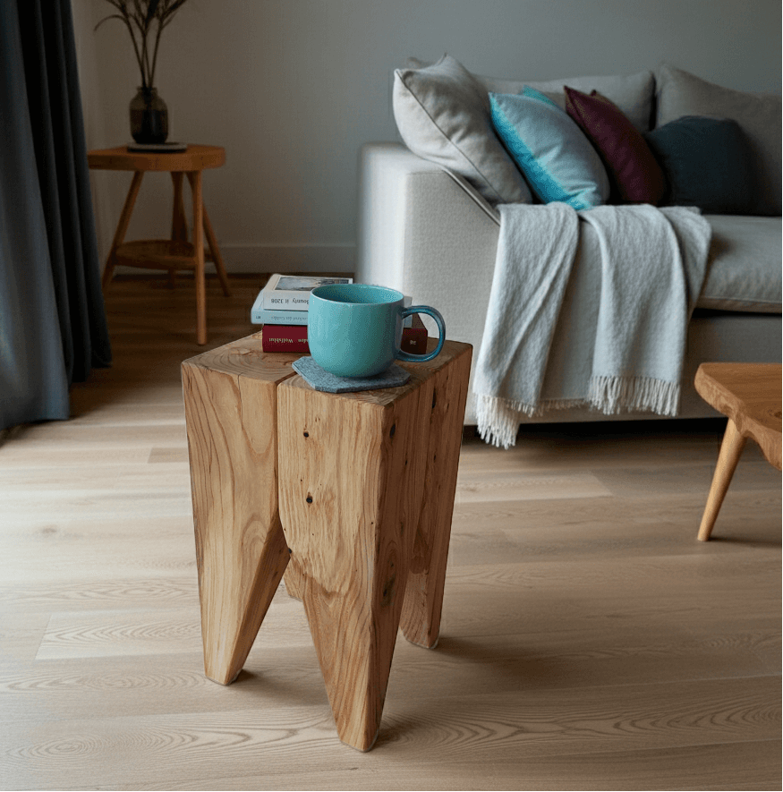 Holz Hocker Ulme Rüster moderner Beistelltisch Nachttisch Sitzhocker Wohnzimmer Designer-Einrichtung Wohnzimmermöbel 