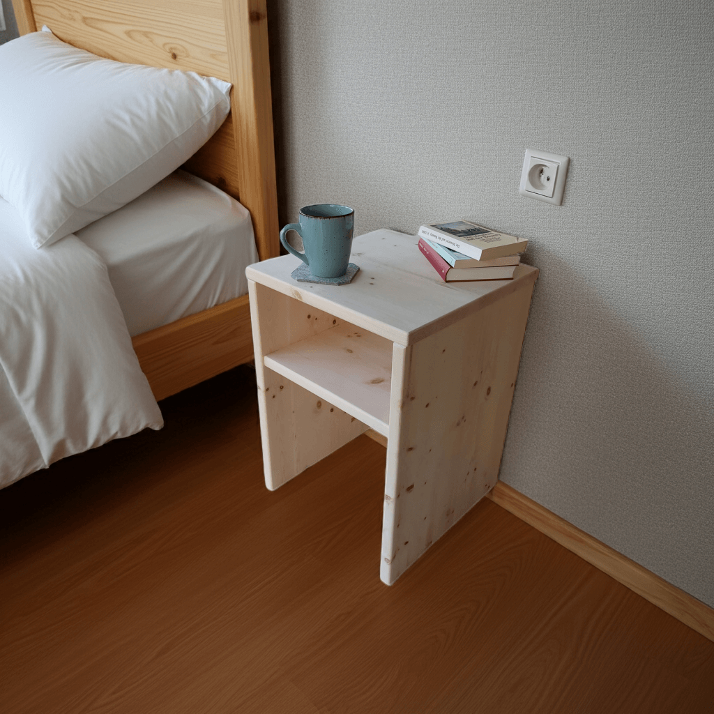 Eleganter Nachttisch Zirbe - handgefertigte Schlafzimmer Einrichtung in Massivholz Arve