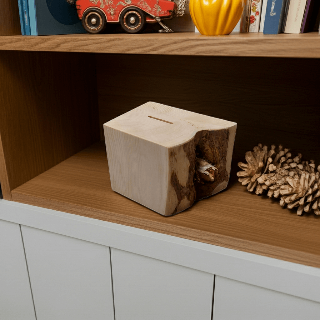 Kinderspardose Sparkasse Massivholz Spardose Holz Tiroler ZIrbelkiefer Arve Sparen Trinkgeld Münzgeld