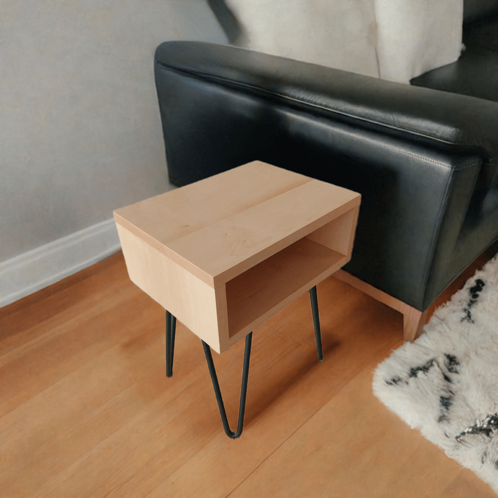 Nachttisch Massivholz Ahorn - moderner Beistelltisch für Wohnzimmer und Schlafzimmer