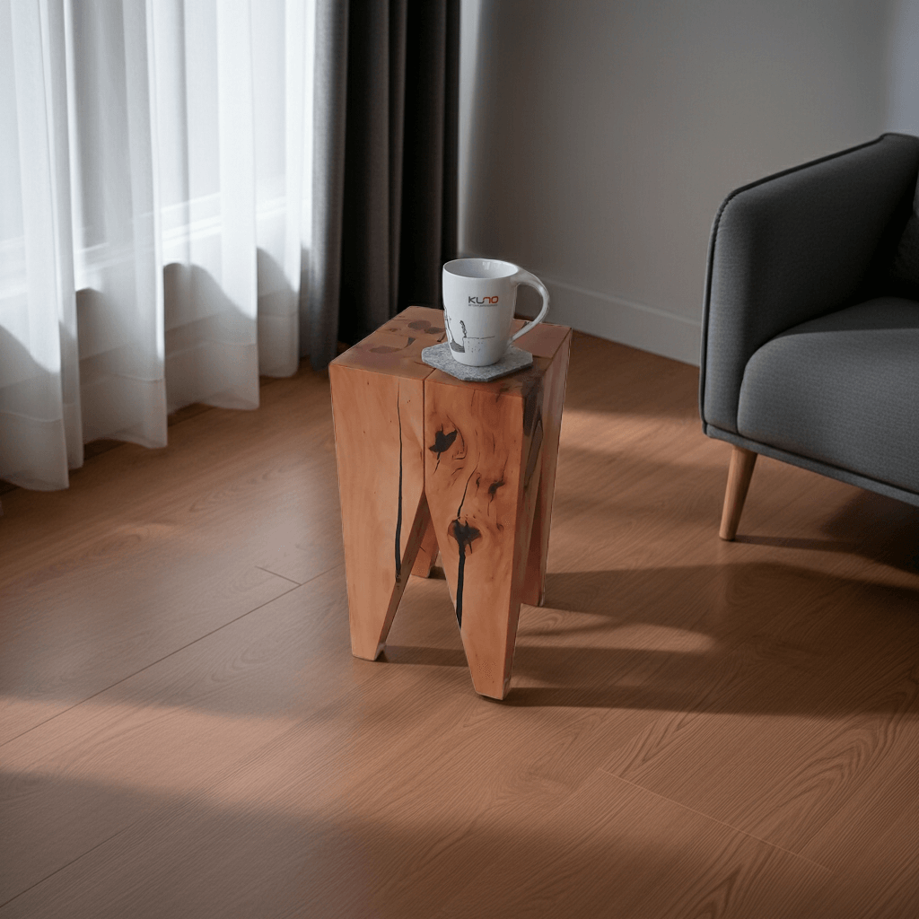Design Hocker moderner Beistelltisch Massivholz Birne Nachttisch Sitzhocker rustikal Wartezimmer Büro Wohnzimmer Schlafzimmer Einrichtung