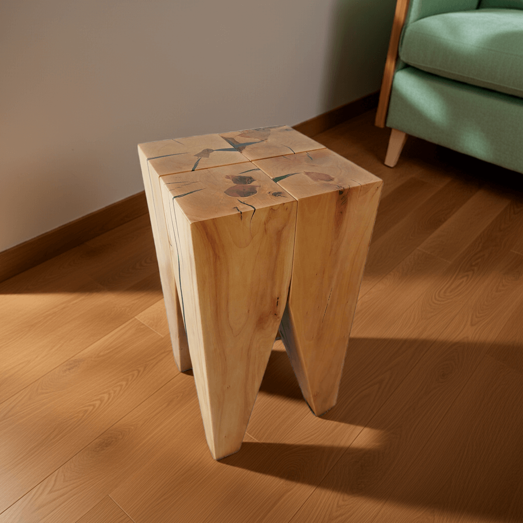 Design Hocker Holz Birne Beistelltisch Nachttisch - moderner Sitzhocker in Massivholz