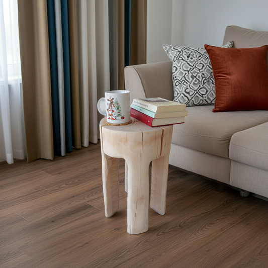 Beistelltisch Stamm rustikaler Holz Hocker Baumstamm