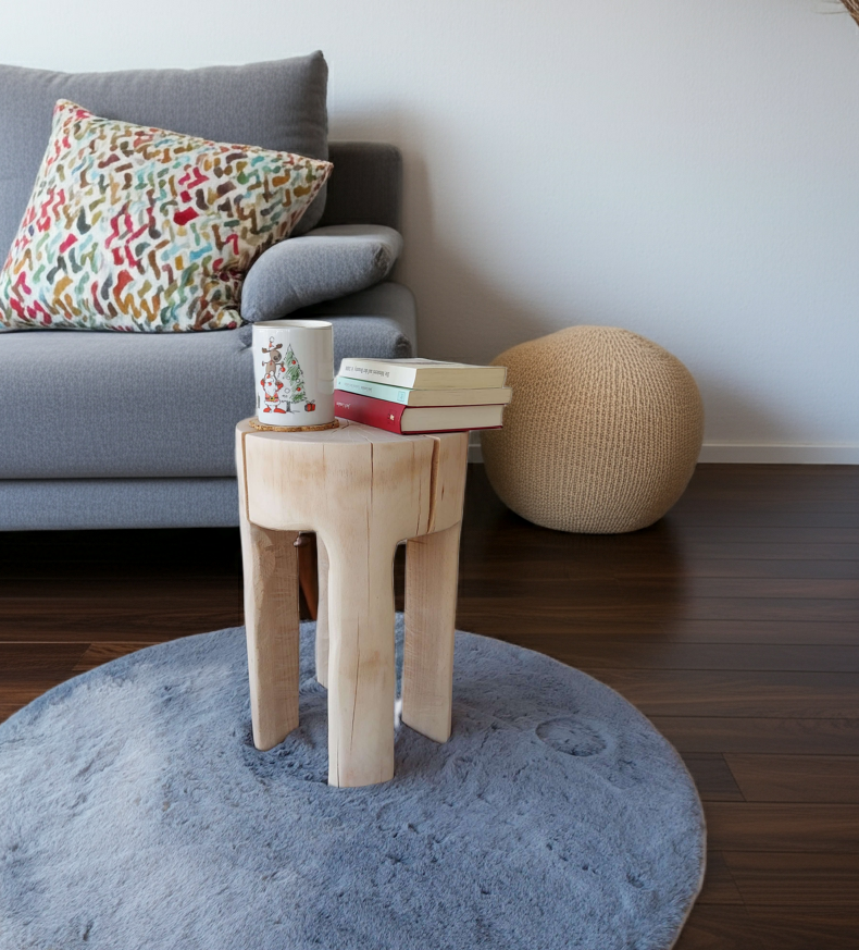 Rustikaler Hocker Baumstamm Beistelltisch Nachttisch modern Naturholz