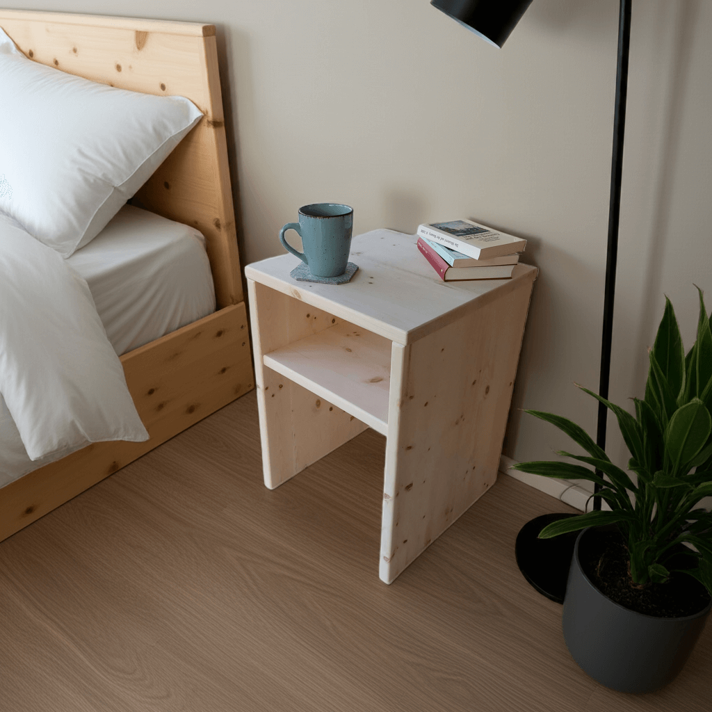 Moderner Nachttisch in Zirbe - handgefertigte Schlafzimmer Einrichtung in Massivholz Arve - Nachtkästchen Beistelltisch Couchtisch in rustikalem Zirbenholz