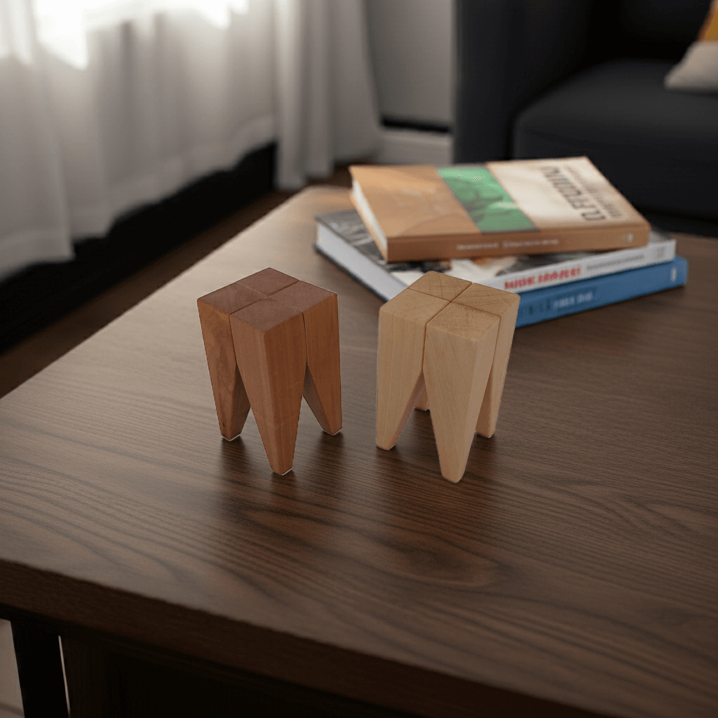 Briefbeschwerer Backenzahn-Hocker Figur Miniatur Zahnhocker Massivholz-Statue 