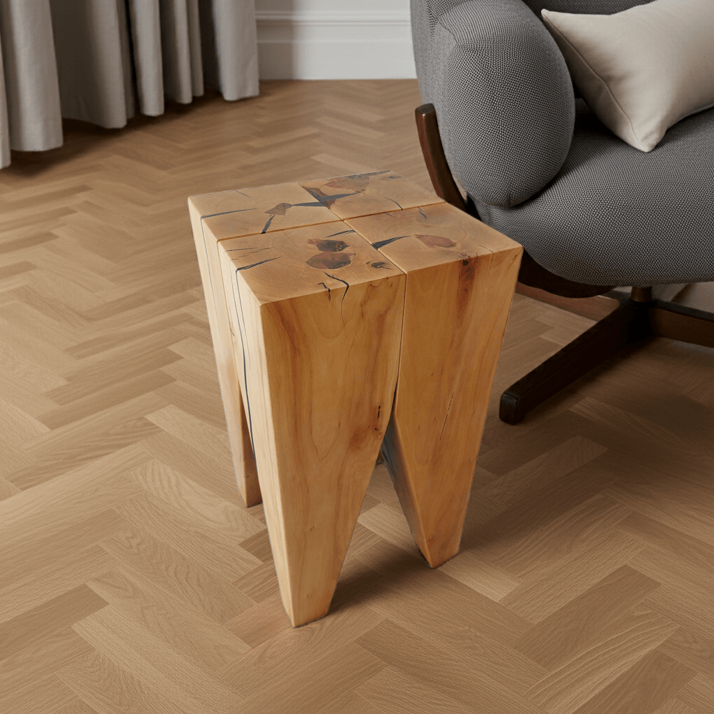 Holz Hocker Beistelltisch Birne Massivholz Nachttisch Moderne Designer Einrichtung Wohnzimmer Schlafzimmer 