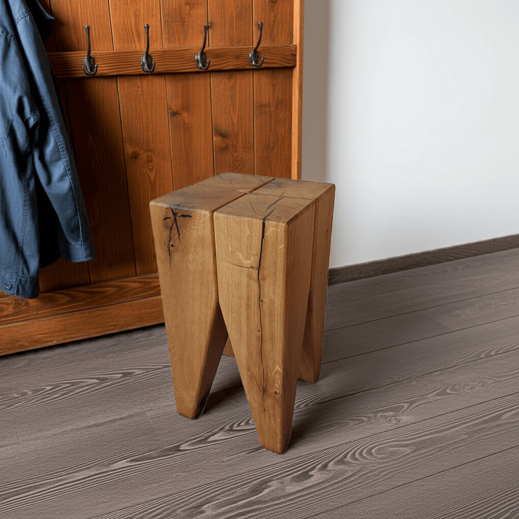 Design Hocker Eiche - Garderobe Sitzhocker moderner Beistelltisch Nachttisch 