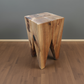 Holz Hocker Nussbaum - moderner Beistelltisch in Massivholz Walnuss - Sitzhocker in Zahnform für Arztpraxis, Büro und Wohnzimmer
