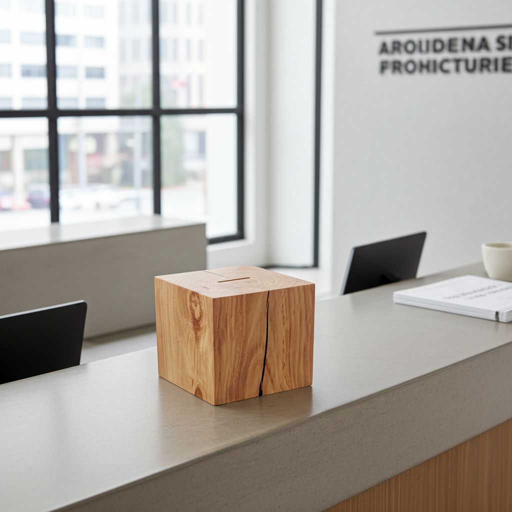 Spardose Massivholz Ulme Sparkasse Spendenbox Spendenkasse Ladenkasse Trinkgeldkasse Geldkassette Empfang Friseur Arztpraxis Hotel Rezeption Wohnzimmer 